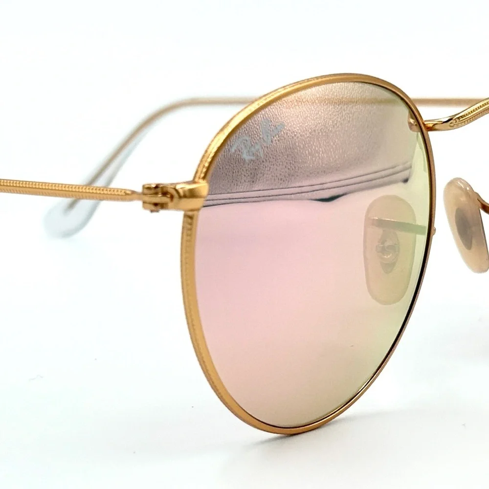 Ray-Ban Circle Pink Mirror Sunglasses RB3447 Gold Round Frame 001/Z2 50-21-145 - Picture 11 of 13
